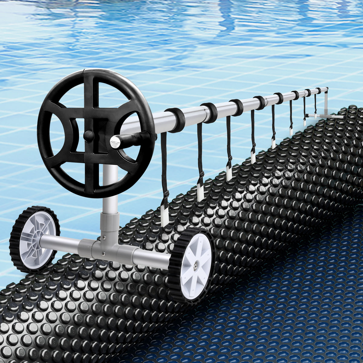 Aqua Buddy Pool Cover | 10x4m | 600 Micron with Roller 4m | Black | Swimming Pools