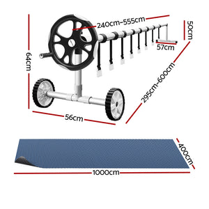 Aqua Buddy Pool Cover | 10x4m | 600 Micron with Roller 5.55m | Black