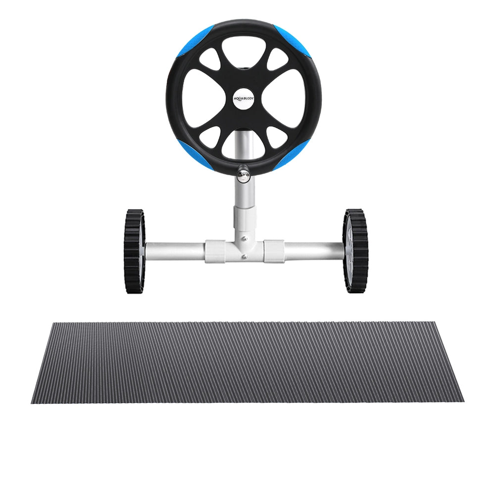 Aqua Buddy Pool Cover | 10x4m | 600 Micron with Roller 5.55m | Black Solar Blanket