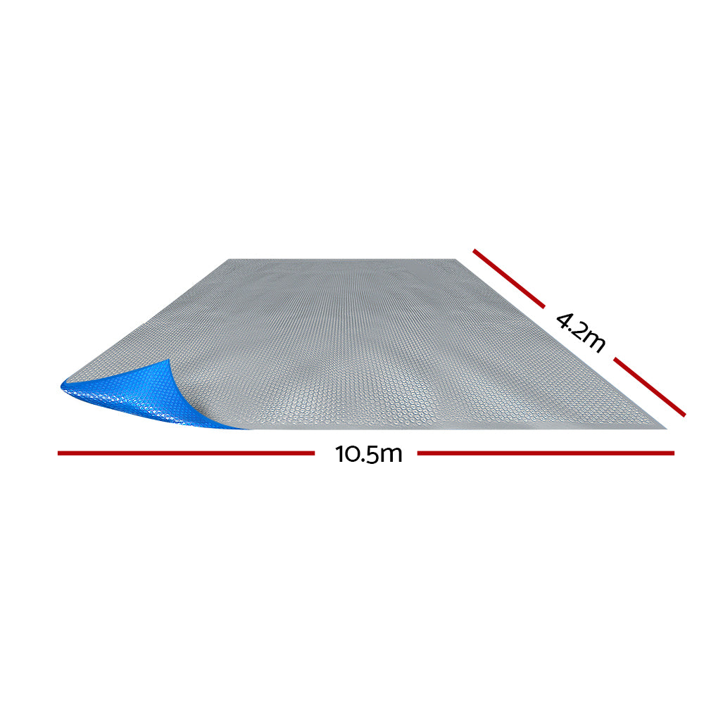 Pool Cover | 500 Micron | 10.5x4.2m | Swimming Pool Solar Blanket | Blue Silver