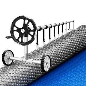 Pool Cover 600 Micron 10.5x4.2m | LDPE Solar Heat Blanket with 5.55m Roller | Blue Swimming Pool Cover