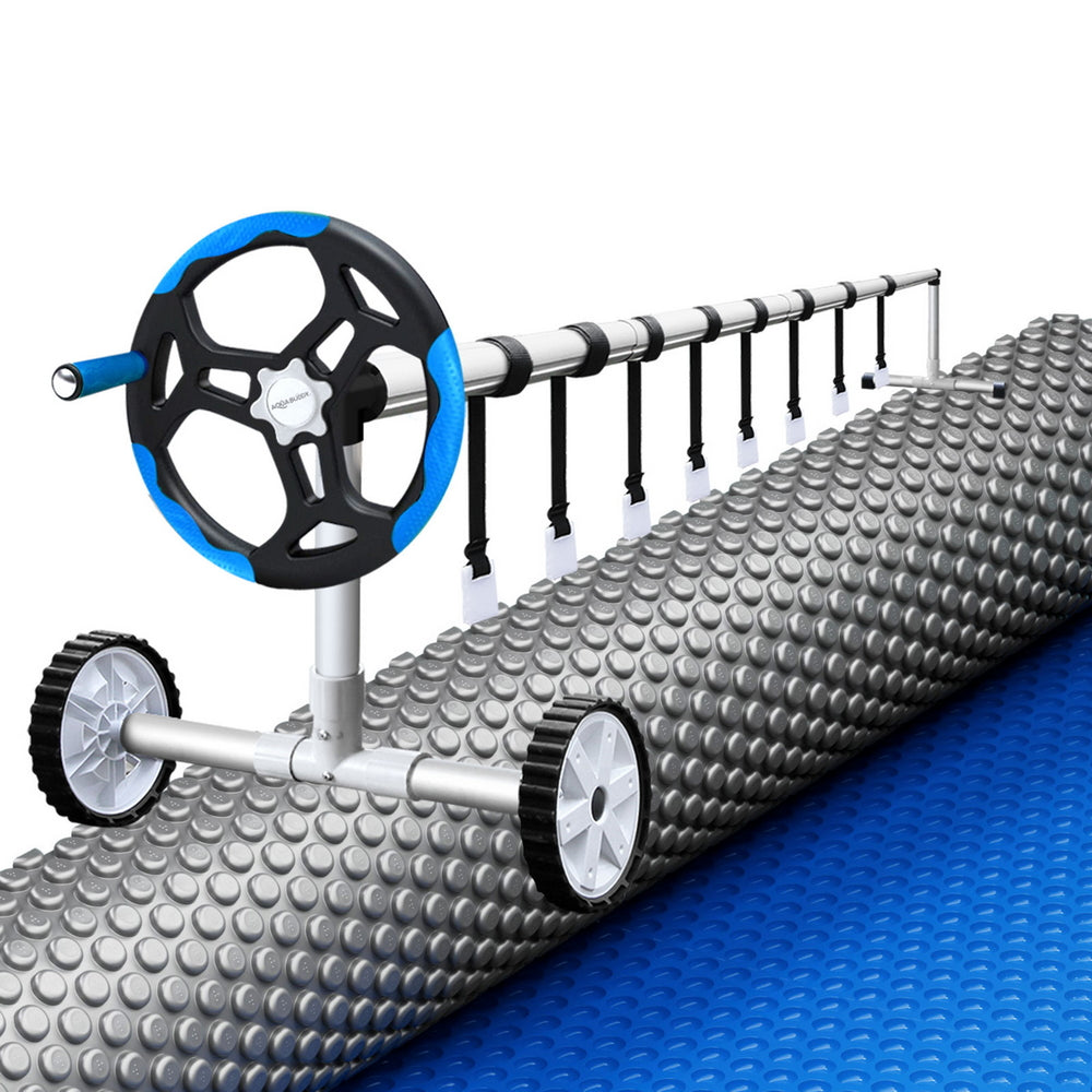 Pool Cover 600 Micron 10.5x4.2m | Solar Heat Blanket with 5.55m Roller | Blue Swimming Pool Cover