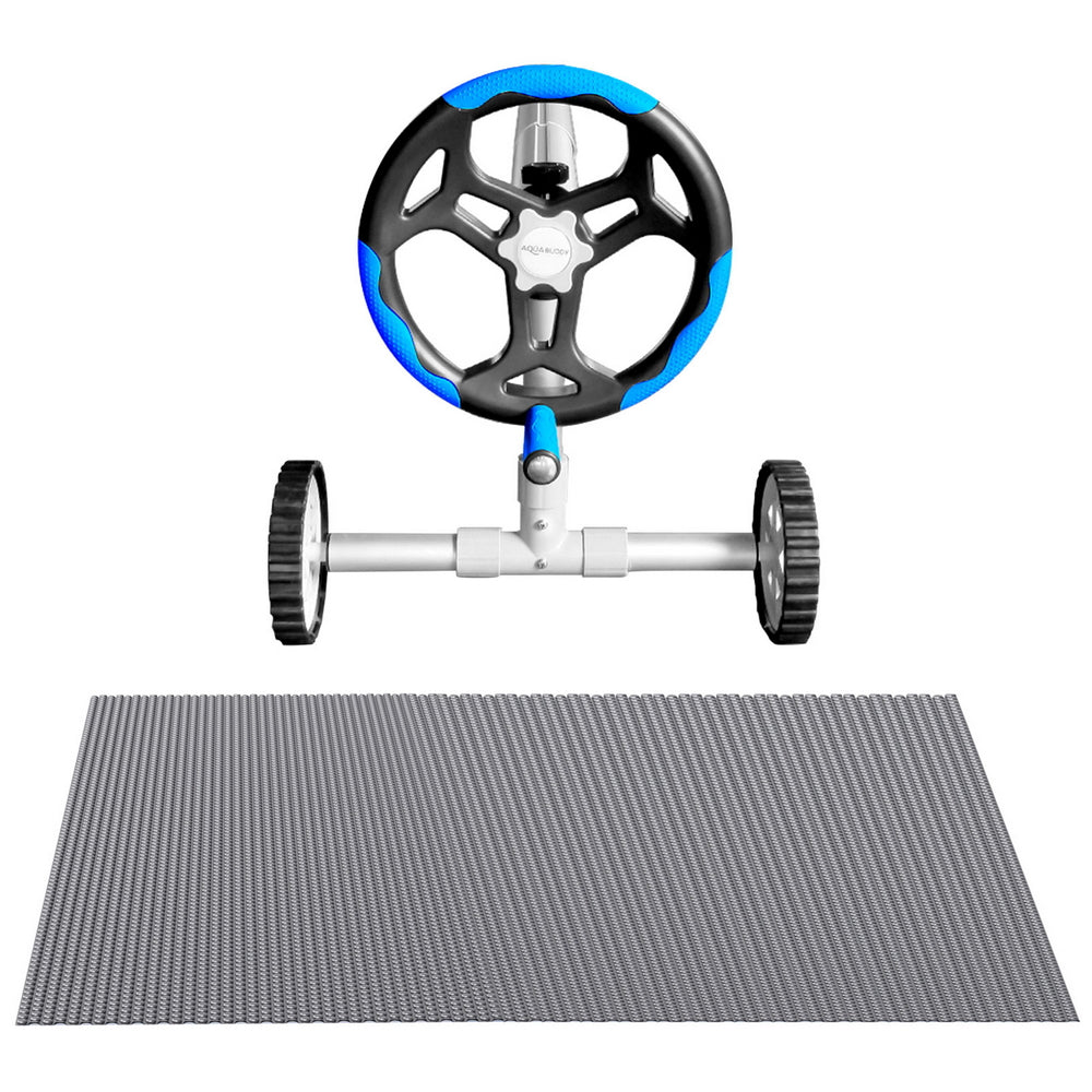 Pool Cover 600 Micron 10.5x4.2m | Solar Heat Blanket with 5.55m Roller | Blue Swimming Pool Cover
