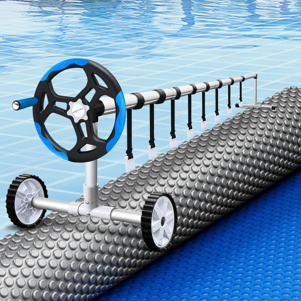 Pool Cover 600 Micron 10.5x4.2m | Solar Heat Blanket with 5.55m Roller | Blue Swimming Pool Cover