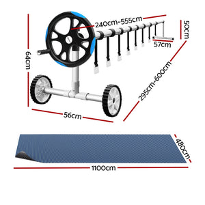 Aqua Buddy Pool Cover | 11x4.8m | 600 Micron with Roller 5.55m | Black Solar Blanket