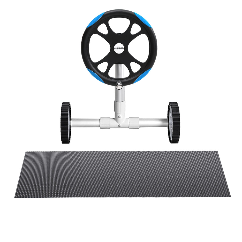 Aqua Buddy Pool Cover | 11x4.8m | 600 Micron with Roller 5.55m | Black Solar Blanket