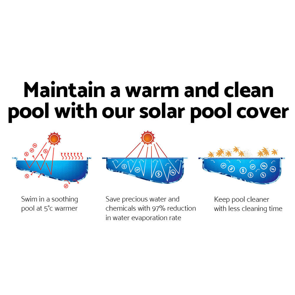 Pool Cover | 11x6.2m | 400 Micron | Swimming Pool Solar Blanket | Blue Silver