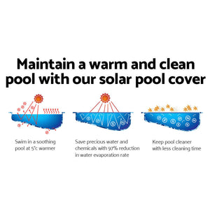 Pool Cover | 11x6.2m | 400 Micron | Swimming Pool Solar Blanket | Blue Silver
