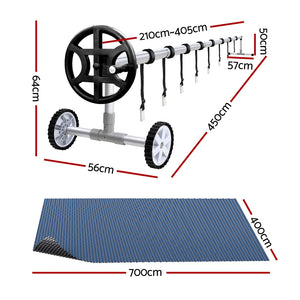 Aqua Buddy Pool Cover | 7x4m | 600 Micron with Roller 4m | Black