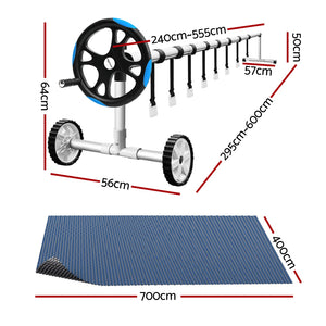 Aqua Buddy Pool Cover | 7x4m | 600 Micron with Roller 5.55m | Black