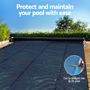 Aqua Buddy Pool Cover | 7x4m | 600 Micron with Roller 5.55m | Black