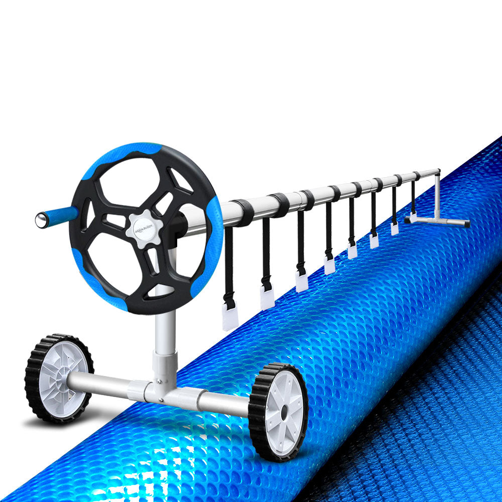 Pool Cover | 500 Micron | 8x4.2m | Swimming Pool Solar Blanket | 5.5m Roller | Blue