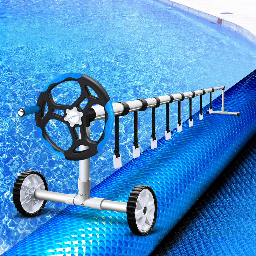 Pool Cover | 500 Micron | 8x4.2m | Swimming Pool Solar Blanket | 5.5m Roller | Blue