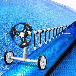 Pool Cover | 500 Micron | 8x4.2m | Swimming Pool Solar Blanket | 5.5m Roller | Blue