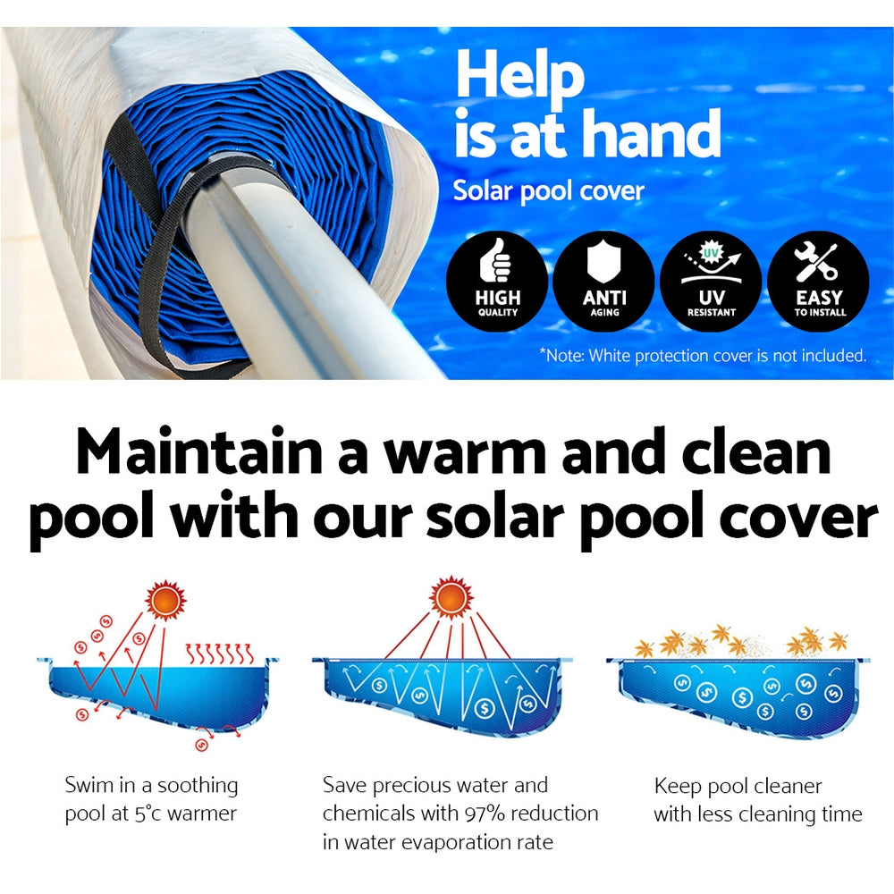Pool Cover | 500 Micron | 8x4.2m | Swimming Pool Silver Solar Blanket | 5.5m Roller