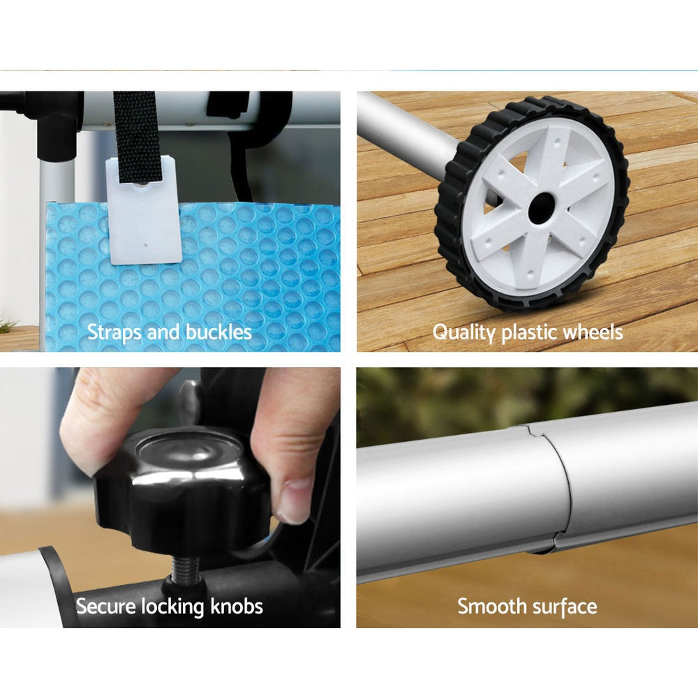 Pool Cover | 8x4.2m | 400 Micron | Silver Swimming Pool Solar Blanket | 5.5m Blue Roller