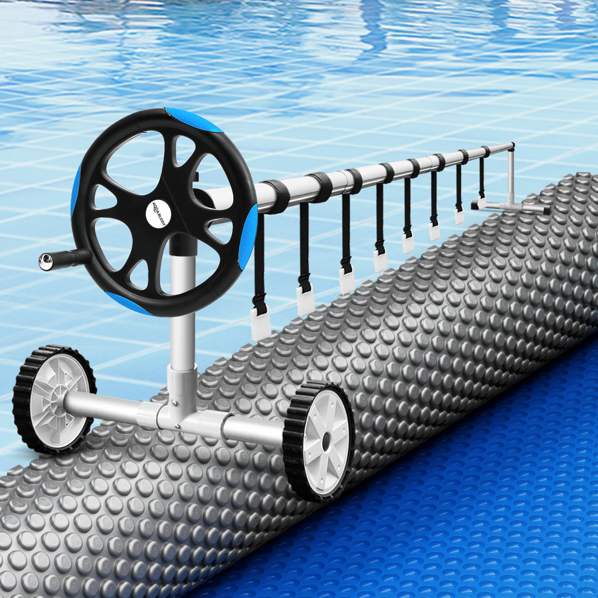 Pool Cover 600 Micron 8x4.2m | Solar Heat Blanket with 5.55m Roller | Blue Swimming Pool Cover