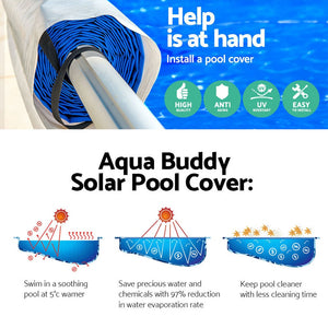 Pool Cover | 500 Micron | 9.5x5m | Silver Swimming Pool Solar Blanket | 5.5m Blue Roller