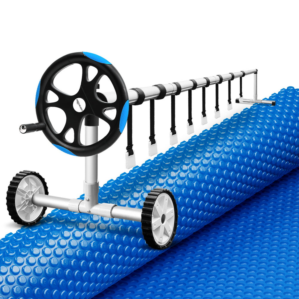 Pool Cover 600 Micron 9.5x5m | Solar Heat Blanket with 5.55m Roller | Blue Swimming Pool Cover