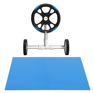 Pool Cover 600 Micron 9.5x5m | Solar Heat Blanket with 5.55m Roller | Blue Swimming Pool Cover