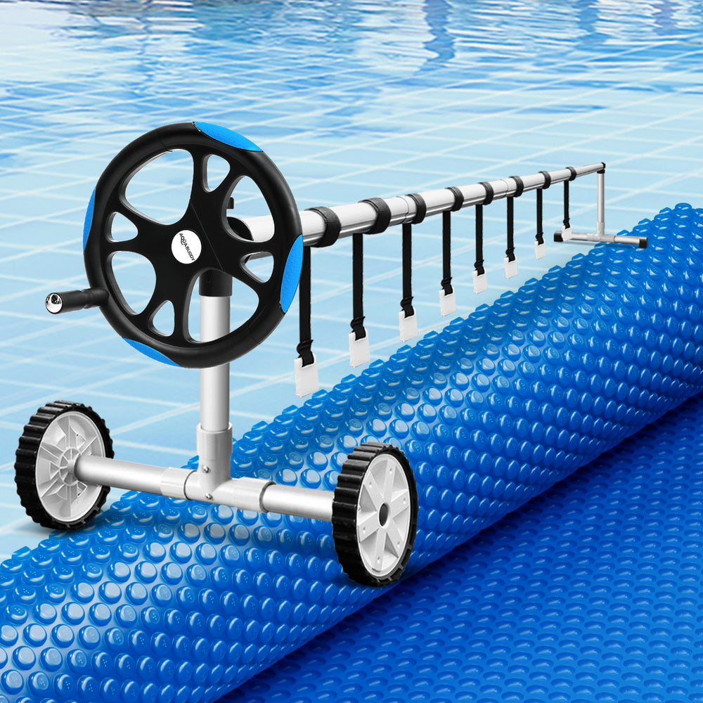 Pool Cover 600 Micron 9.5x5m | Solar Heat Blanket with 5.55m Roller | Blue Swimming Pool Cover