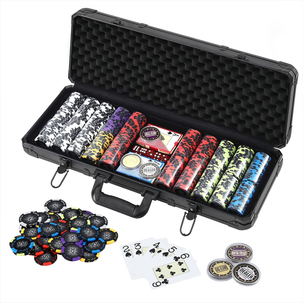 Poker Chip Set 500pc | 14g Chips with Case | Casino Gambling Party Game