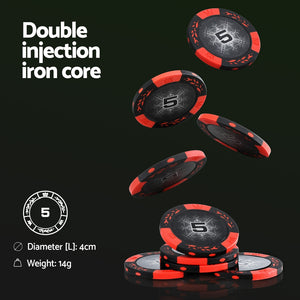 Poker Chip Set 500pc | 14g Chips with Case | Casino Gambling Party Game