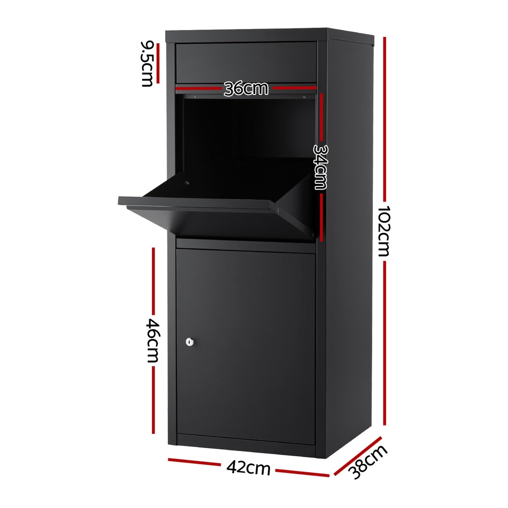 Parcel Letterbox | Outdoor Drop Box Package Mailbox | Black