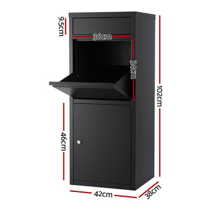 Parcel Letterbox | Outdoor Drop Box Package Mailbox | Black