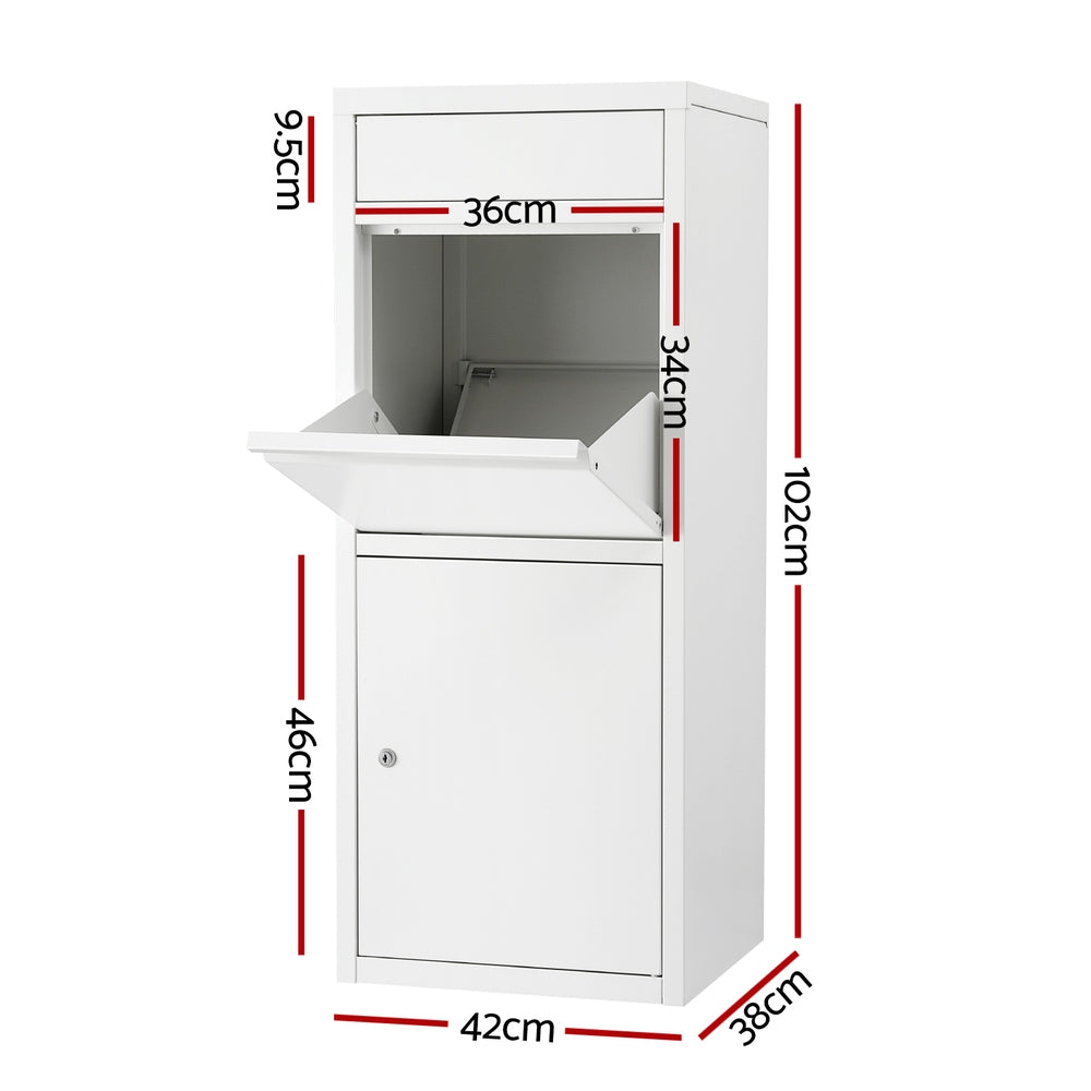 Parcel Letterbox | Outdoor Drop Box Package Mailbox | White