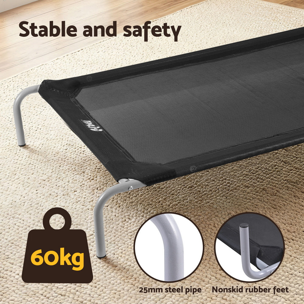 Elevated Dog Bed | Heavy Duty Trampoline Style | 90x137cm | Black