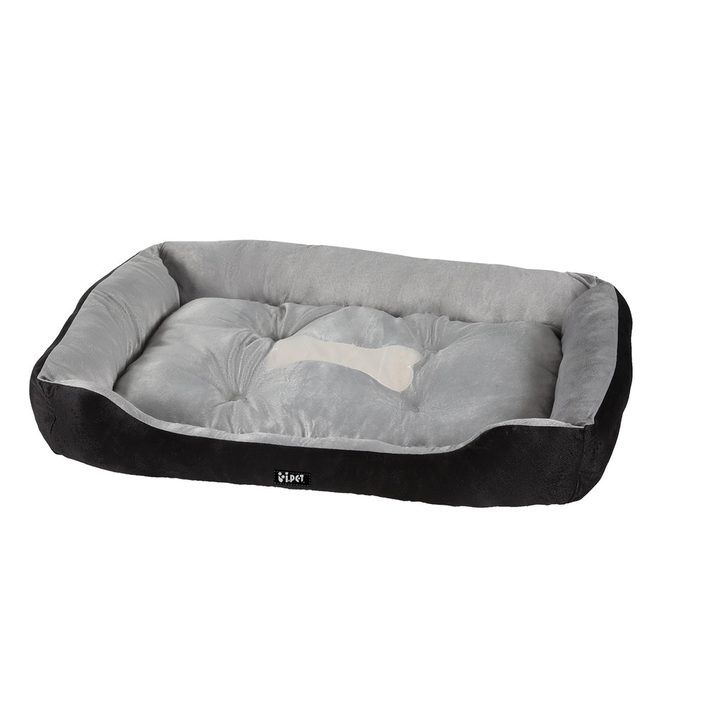 Pet Bed Dog Cat Calming Soft Plush Mat Cave | Washable Black