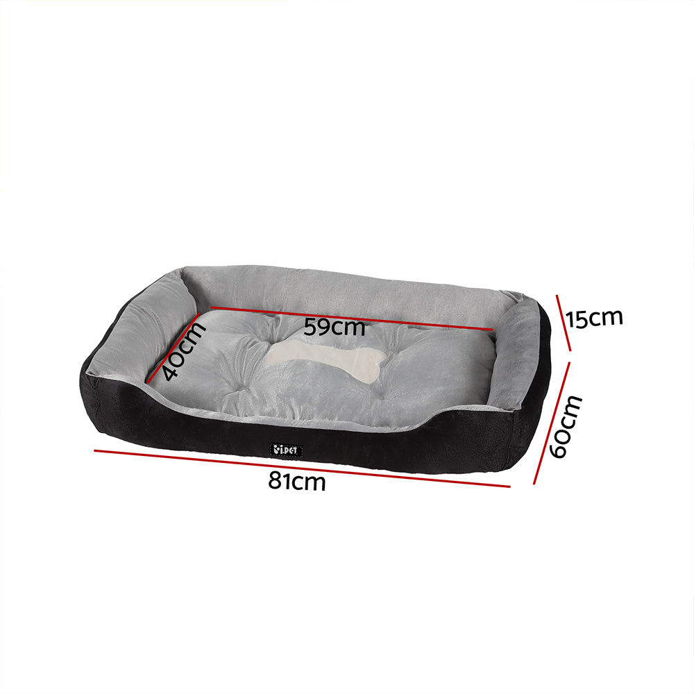 Pet Bed Dog Cat Calming Soft Plush Mat Cave | Washable Black