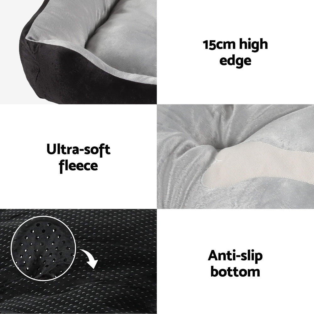 Pet Bed Dog Cat Calming Soft Plush Mat Cave | Washable Black