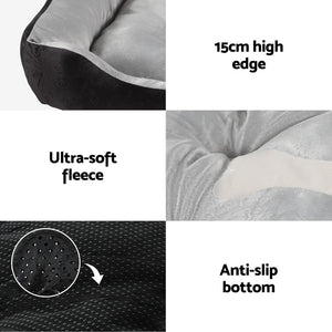 Pet Bed Dog Cat Calming Soft Plush Mat Cave | Washable Black