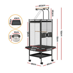 Bird Cage | Large 155cm Parrot Aviary | Stand-Alone Budgie Wheels