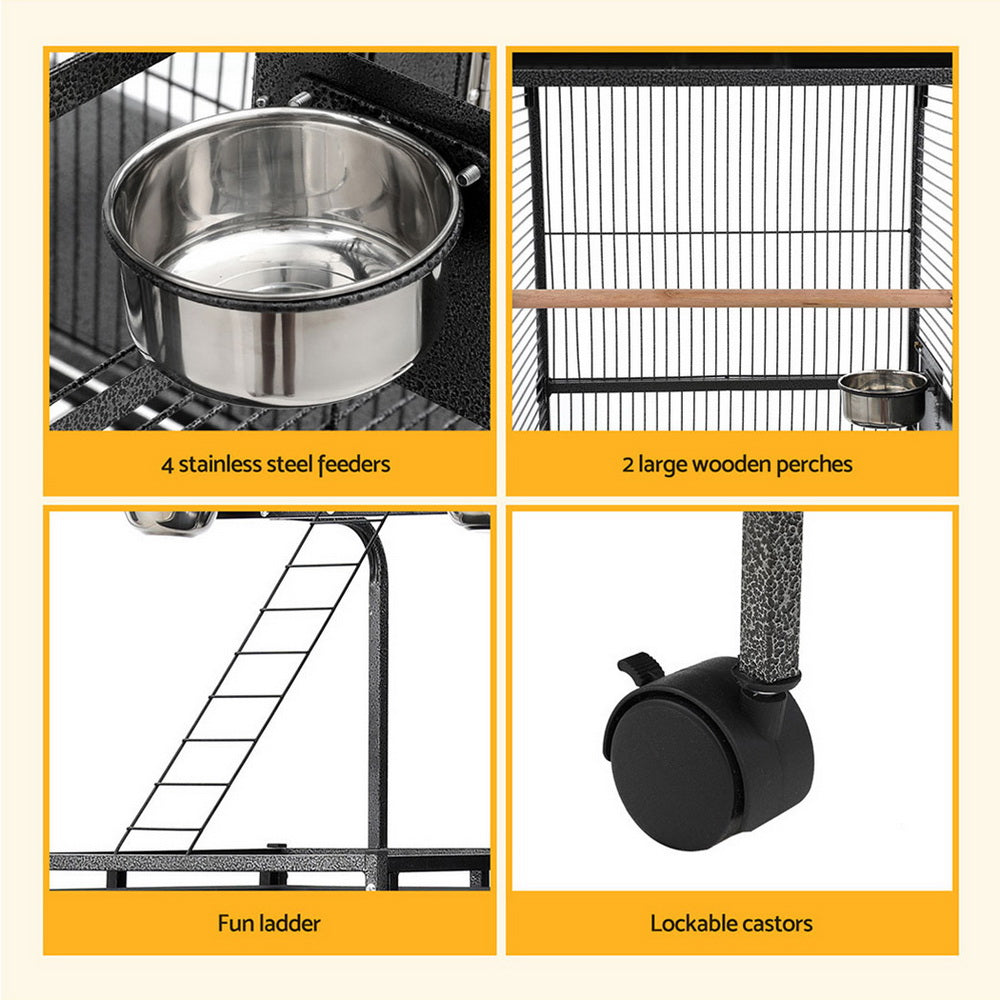 Bird Cage | Large 155cm Parrot Aviary | Stand-Alone Budgie Wheels