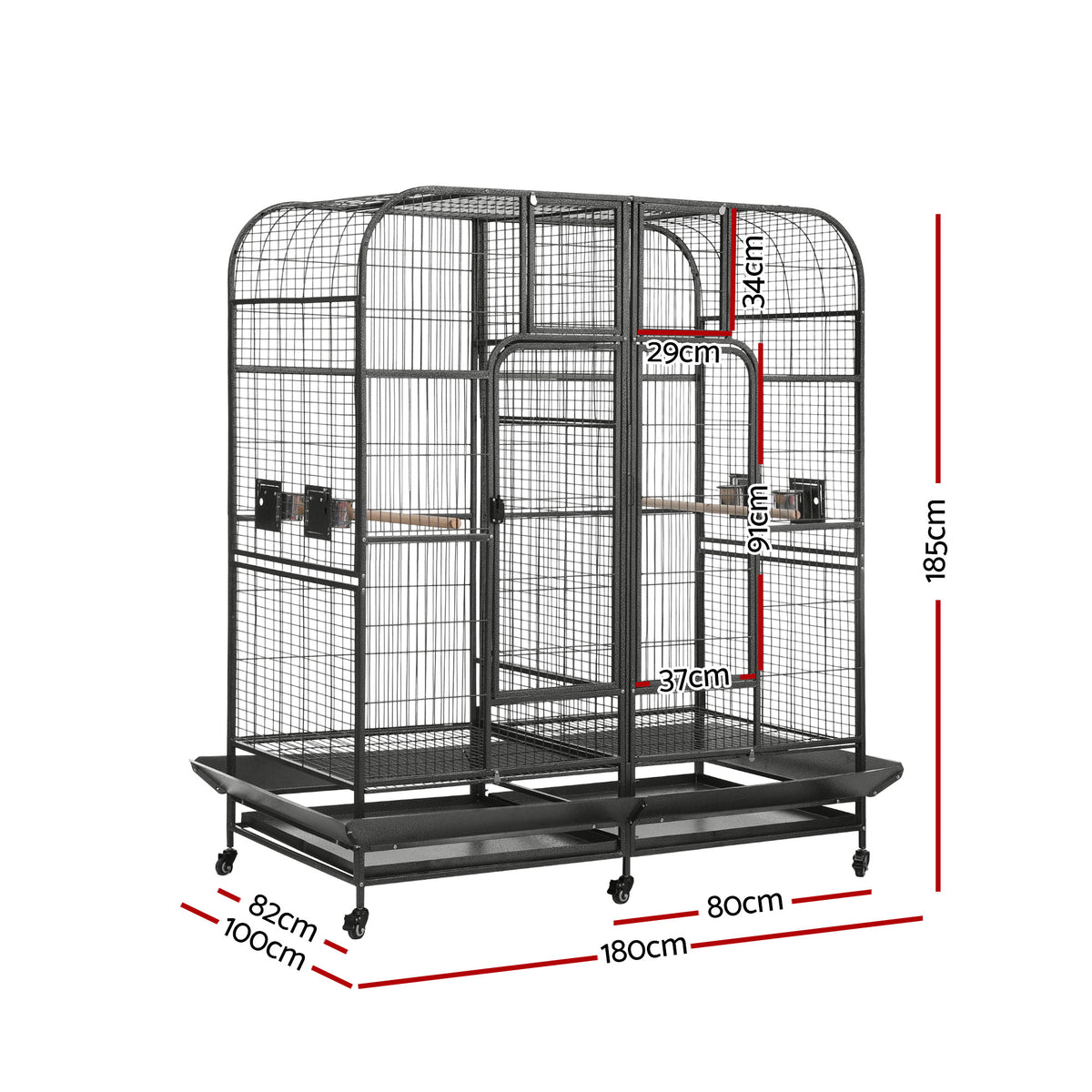 Extra Large Bird Cage Aviary | 185cm | Castor Wheels | Removable Divider | Parrot Cage