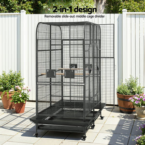 Extra Large Bird Cage Aviary | 185cm | Castor Wheels | Removable Divider | Parrot Cage