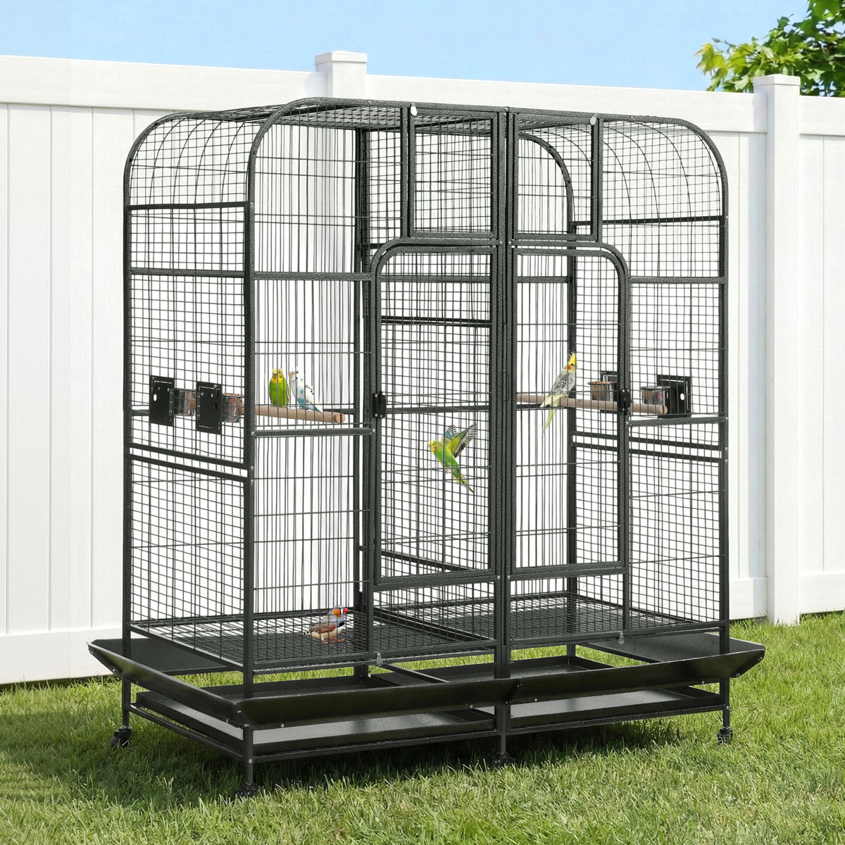 Extra Large Bird Cage Aviary | 185cm | Castor Wheels | Removable Divider | Parrot Cage