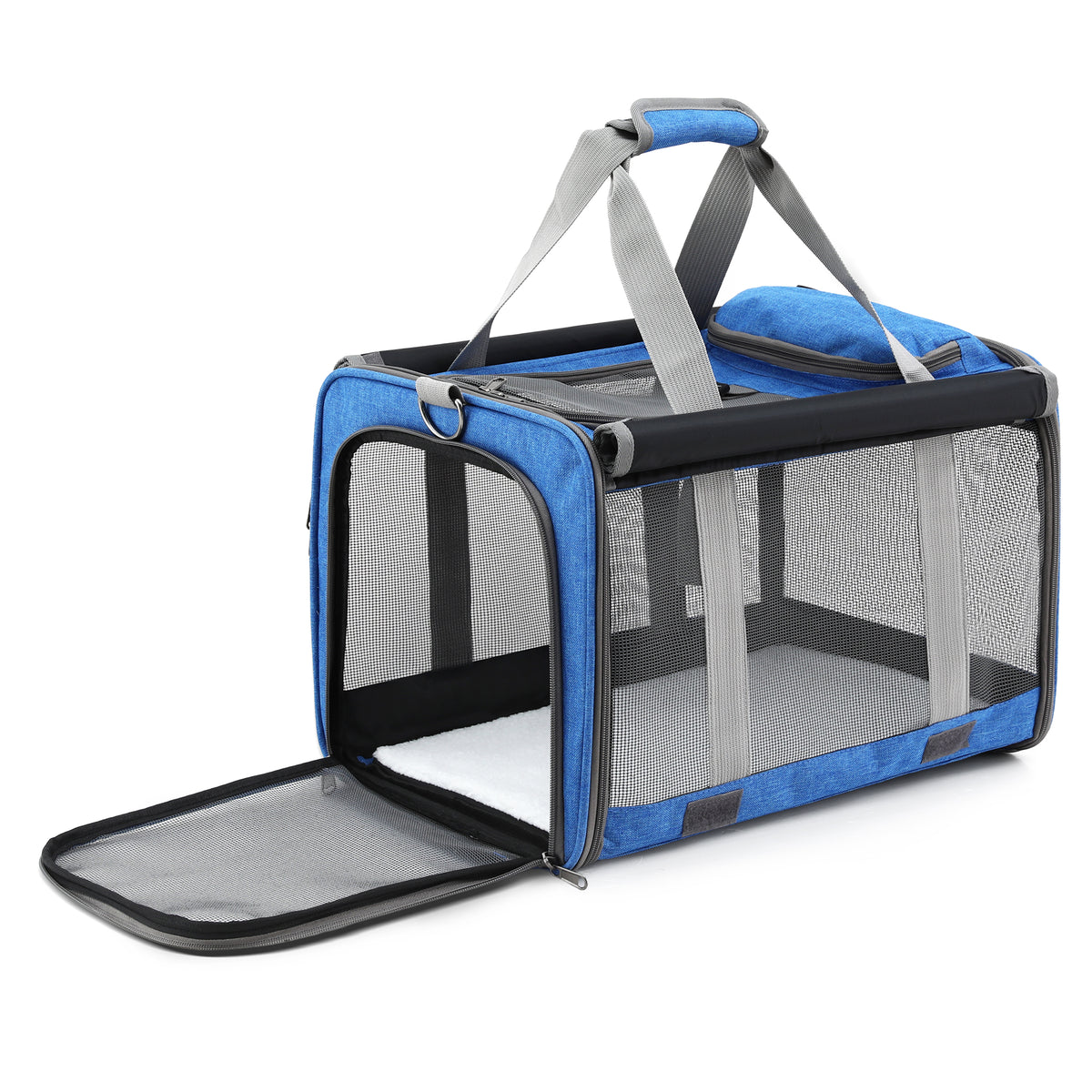 Foldable Pet Carrier | Portable Travel Crate | Dog & Cat | Blue