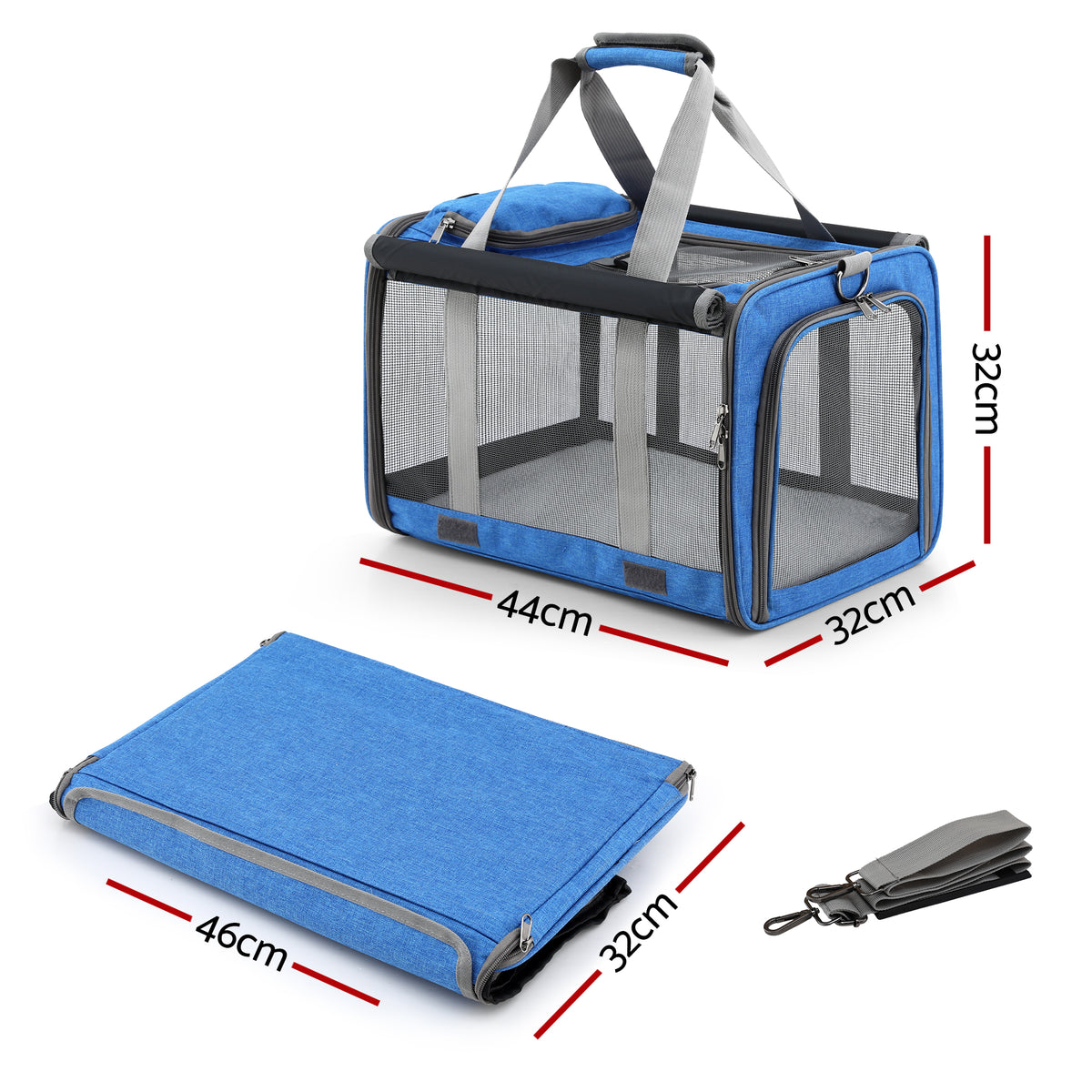 Foldable Pet Carrier | Portable Travel Crate | Dog & Cat | Blue