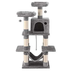 i.Pet Cat Tree | 145cm | Scratching Tower | Condo House | Light Grey