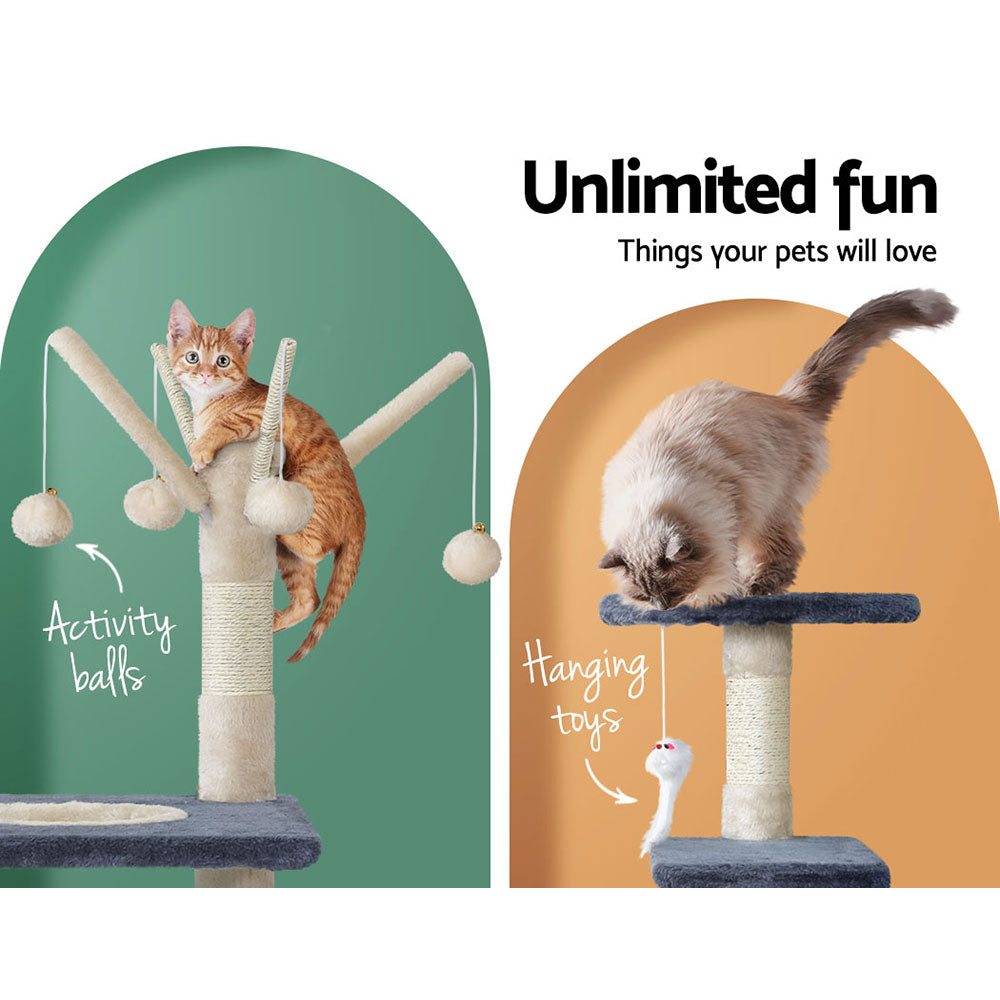 Cat Tree 110cm | Tower Scratching Post Scratcher Wood Condo House Bed Toys