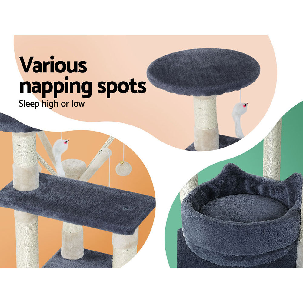 Cat Tree 110cm | Tower Scratching Post Scratcher Wood Condo House Bed Toys