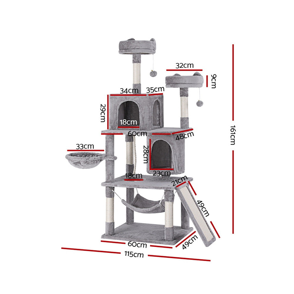 Cat Tree Tower | Scratching Post Scratcher 161cm | Condo House Trees Grey