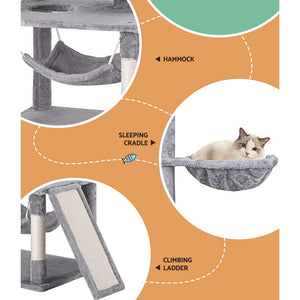Cat Tree Tower | Scratching Post Scratcher 161cm | Condo House Trees Grey