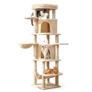 Cat Tree Tower 167cm | Large Scratching Post | Multi Level | Beige