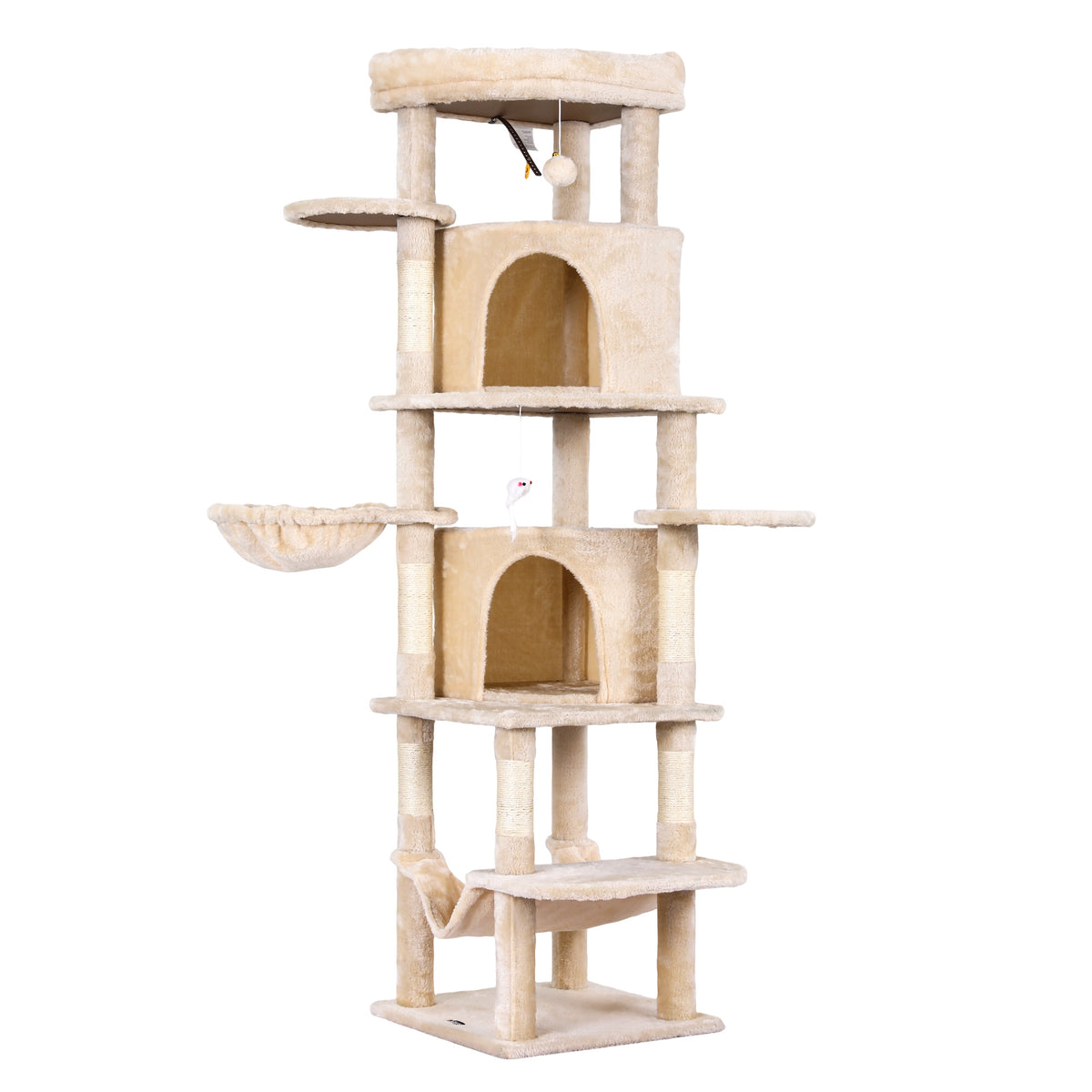Cat Tree Tower 167cm | Large Scratching Post | Multi Level | Beige