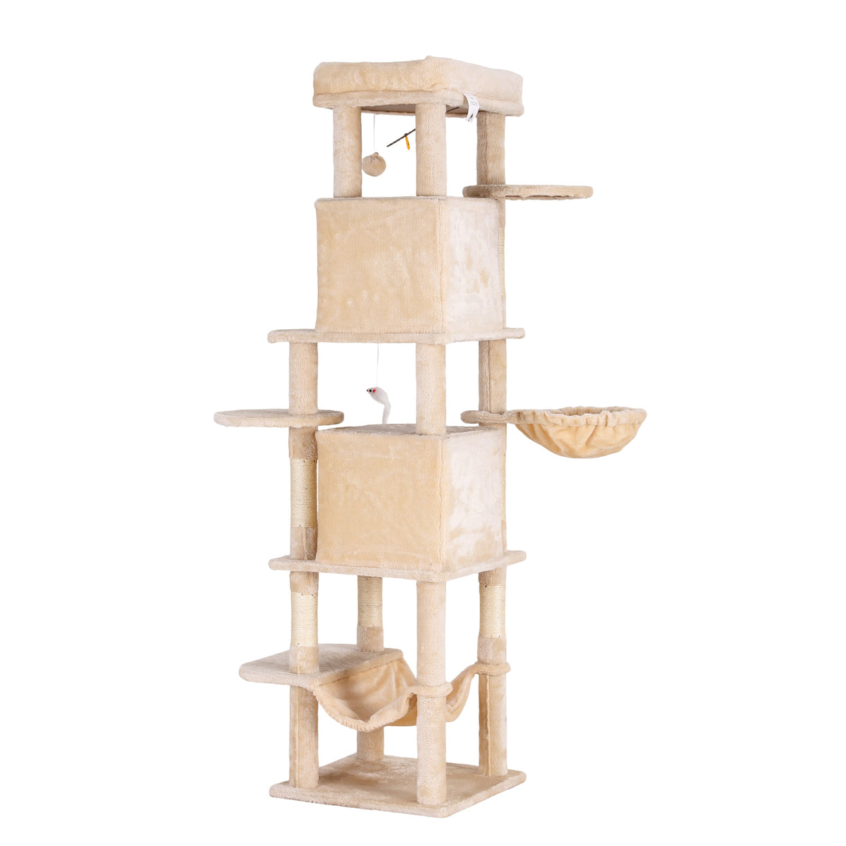 Cat Tree Tower 167cm | Large Scratching Post | Multi Level | Beige